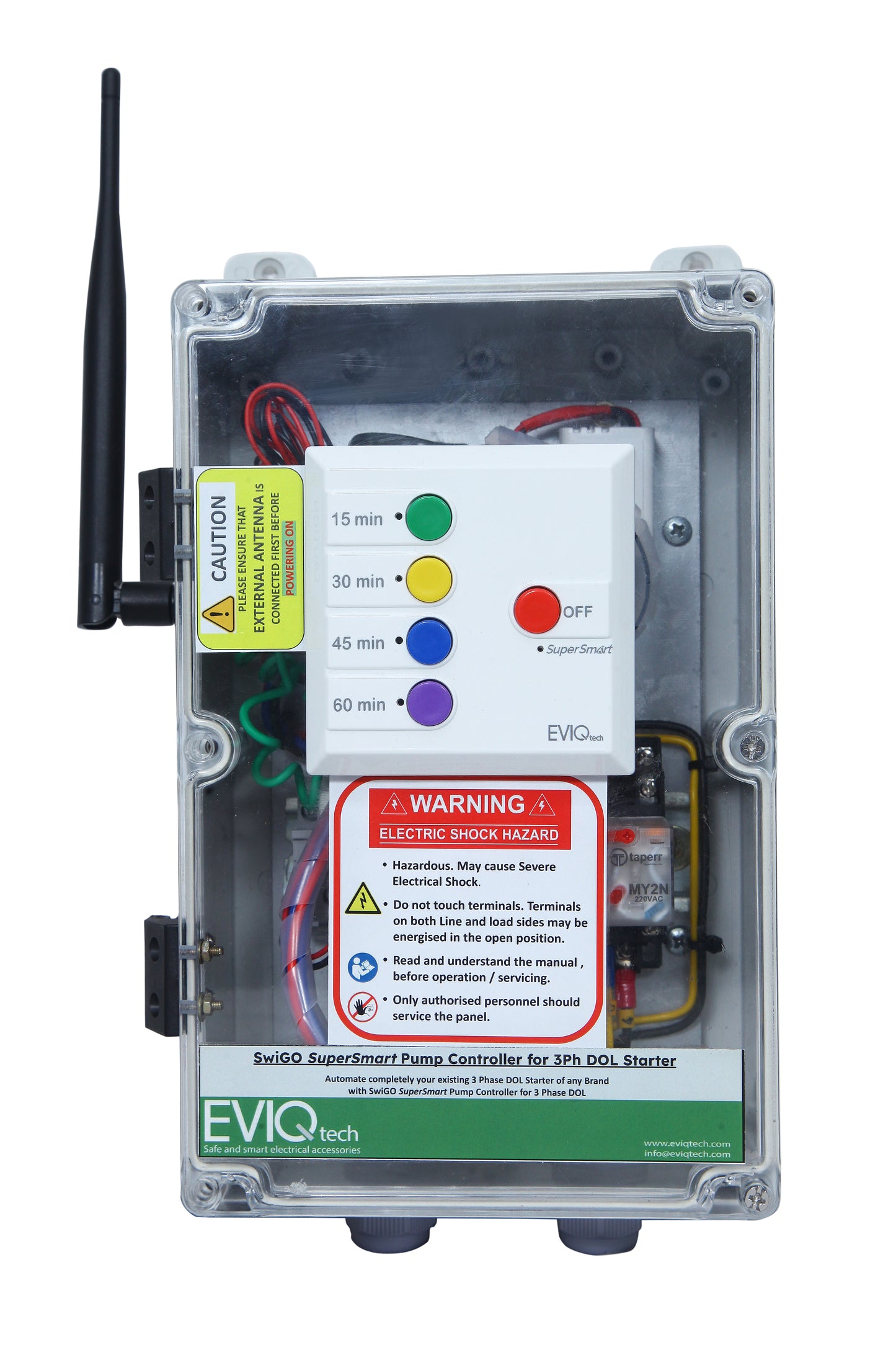 SwiGO SuperSmart Pump Controller with External Antenna for existing 3Ph DOL Starter